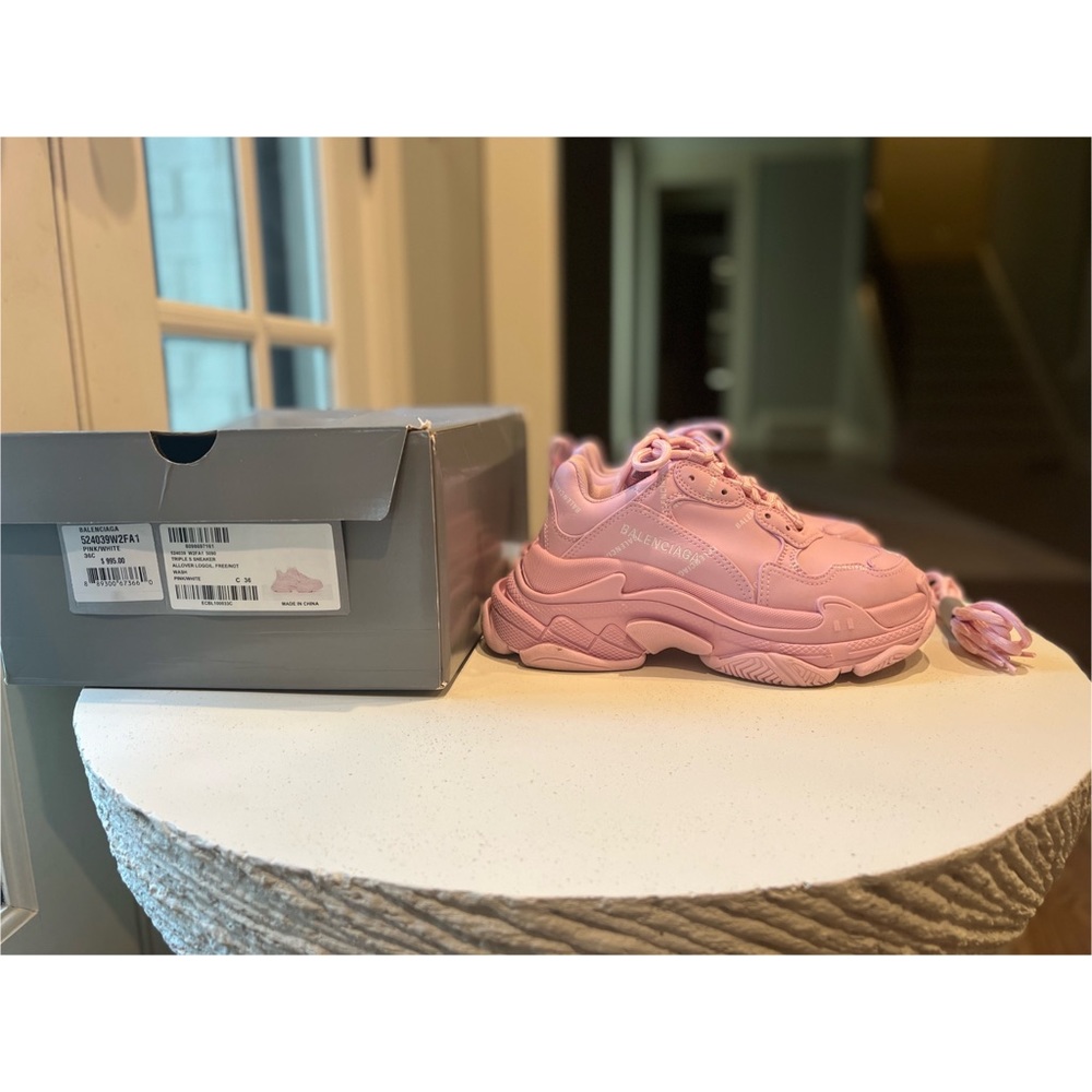 Pink and White Balenciaga Sneakers. Size 36